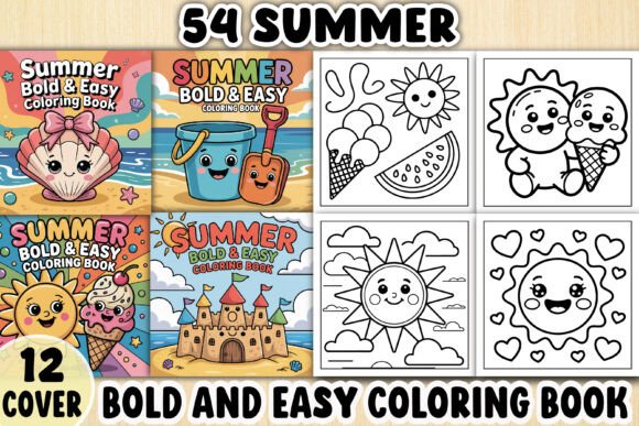 54 SUMMER COLORING PAGES for ADULT Graphics