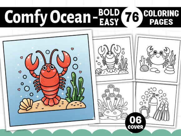 Bold and Easy Comfy Ocean Coloring Pages & Graphics