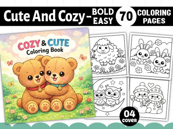 Bold and Easy Cute Cozy Coloring Pages Graphics