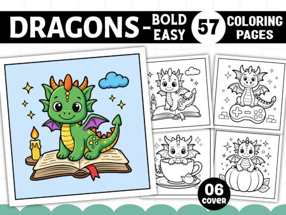 Bold and Easy Dragons Coloring Pages & Graphics