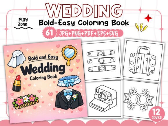 Bold and Easy Wedding Coloring Pages