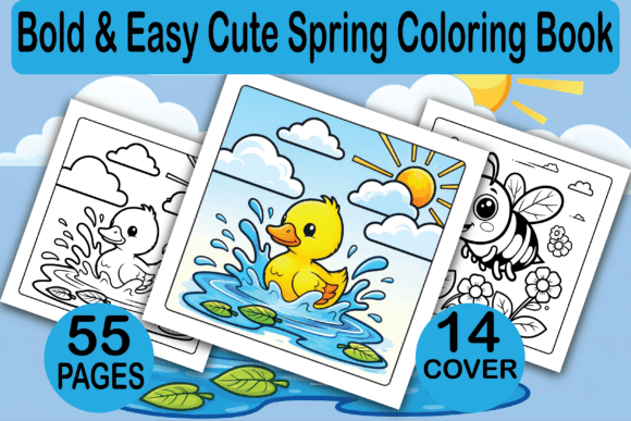 Bold Easy Cute Spring Coloring Pages & Graphics
