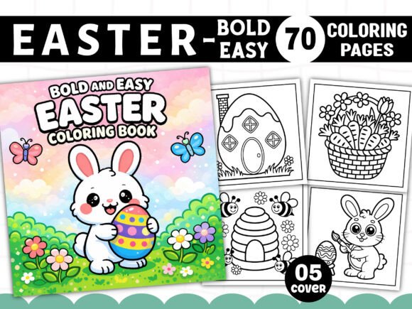 BOLD EASY EASTER COLORING BOOK: Graphics & Coloring Pages