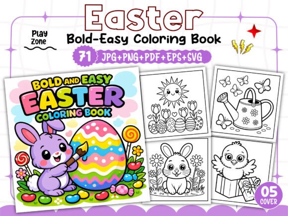 BOLD EASY EASTER COLORING BOOK - KDP