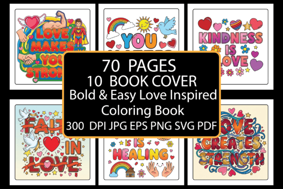Bold Easy Love Inspired Coloring Pages & Graphics