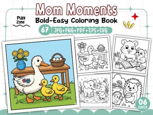 Bold Easy Mom Moments Coloring Pages & Graphics