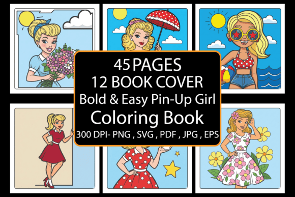 Bold Easy Pin-Up Girl Coloring Book