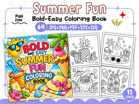 Bold Easy Summer Fun Coloring Pages Graphics