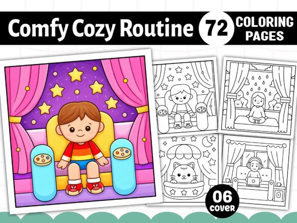 Comfy Cozy Routine Coloring Pages & Graphics