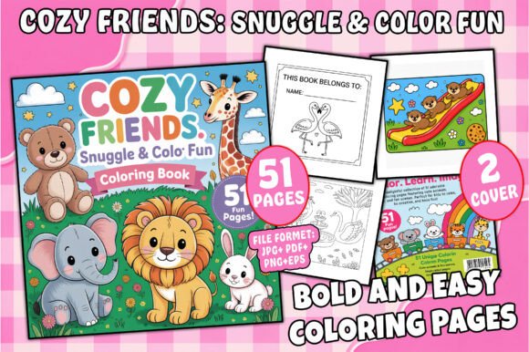 Cozy Animal Friends Coloring Pages Graphics
