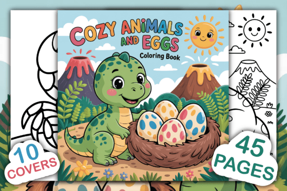 Cozy Animals and Eggs Coloring Pages Graphics
