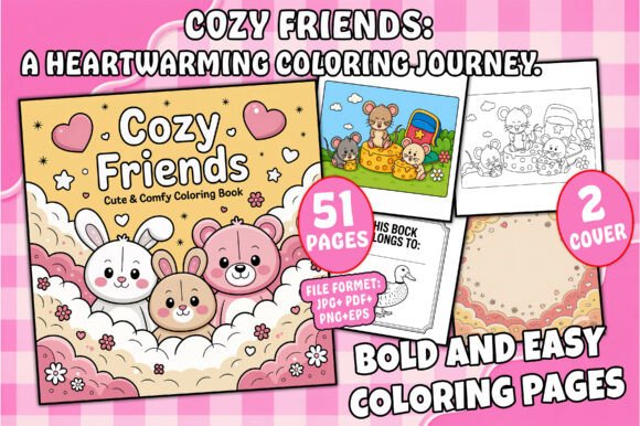 Cozy Friends: Heartwarming Coloring Pages & Graphics