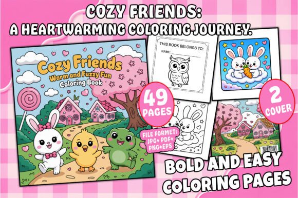 Cozy Friends Warm and Fuzzy Fun Coloring Pages & Graphics