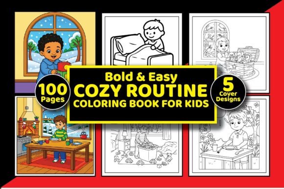 Cozy Routine Kids Coloring Pages Graphics