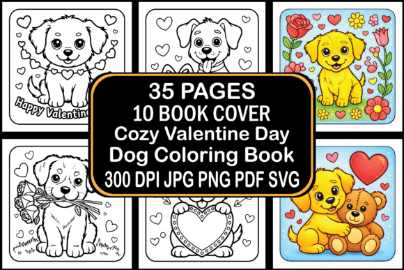 Cozy Valentine Day Dog Coloring Pages Graphics