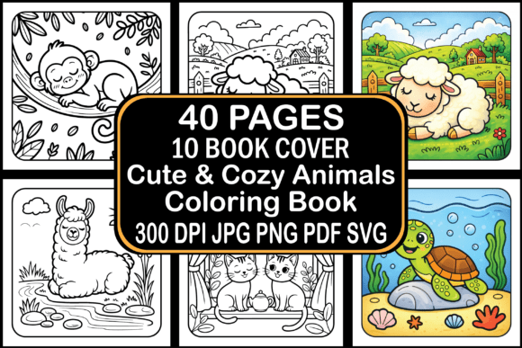 Cute Cozy Animals Coloring Book