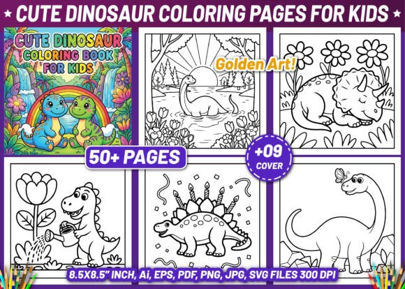 Cute Dinosaur Coloring Pages Graphics