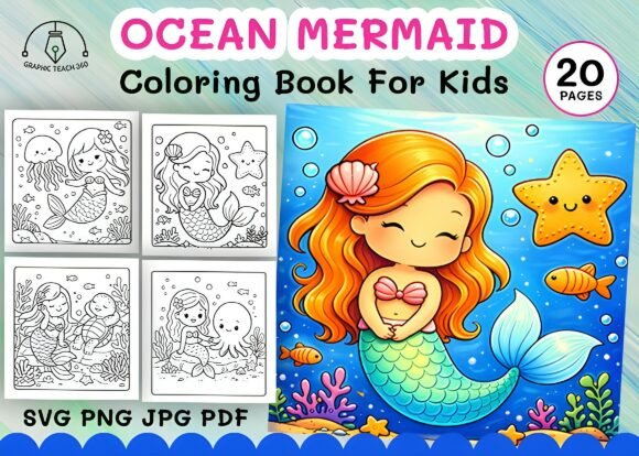 Cute Ocean Mermaid Coloring Pages Graphics