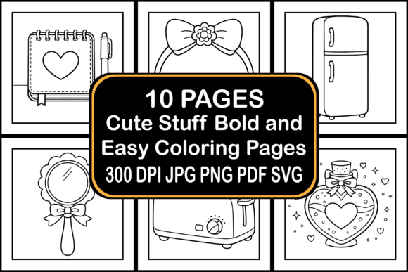 Cute Stuff Bold and Easy Coloring Pages Graphics