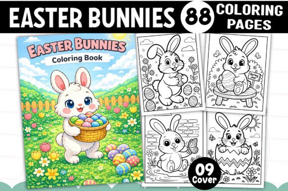 Easter Bunnies Coloring Pages Graphics