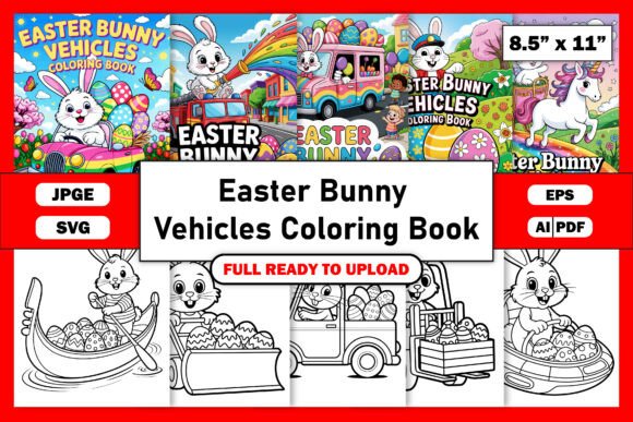 Easter Bunny Vehicles Coloring Pages Graphics