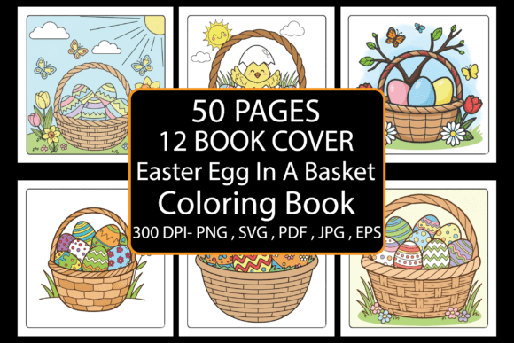 Easter Egg in a Basket Coloring Pages & Graphics