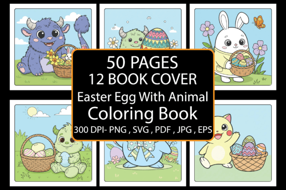 Easter Egg with Animal Coloring Book: Graphics & Coloring Pages