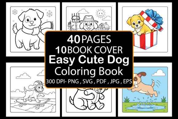 Easy Cute Dog Coloring Book: Graphics & Coloring Pages