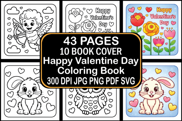 Happy Valentine Day Coloring Book: Graphics & Coloring Pages