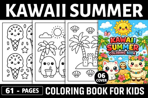 Kawaii Summer Cute Easy Coloring Pages Graphics