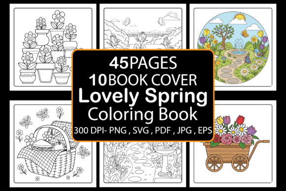 Lovely Spring Coloring Book: Graphics & Coloring Pages
