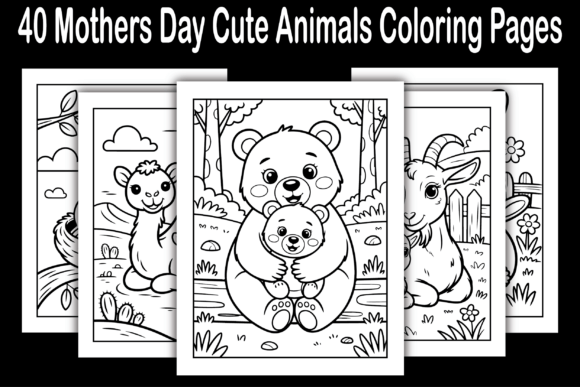 Mothers Day Cute Animals Coloring Pages Graphics