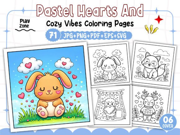 Pastel Hearts Cozy Vibes Coloring Book: Graphics & Coloring Pages