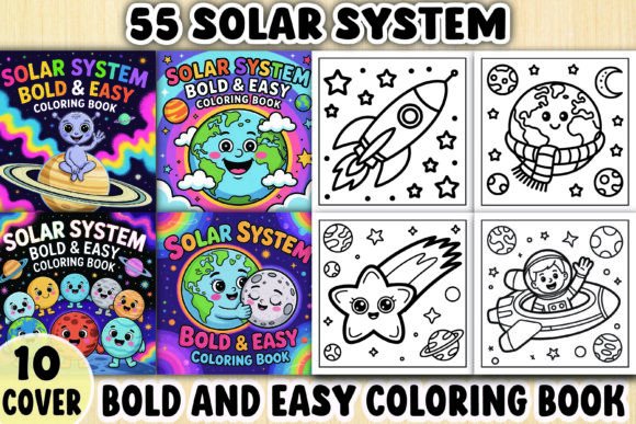 Solar System Bold Easy Coloring Book Graphics