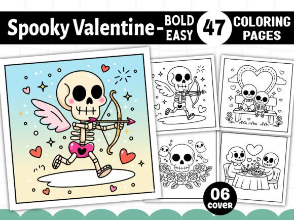 Spooky Valentine Bold Easy Coloring Book