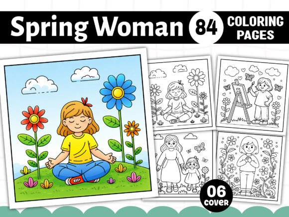 Spring Woman Coloring Pages for Adults