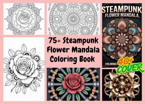 Steampunk Flower Mandala Coloring Pages Graphics