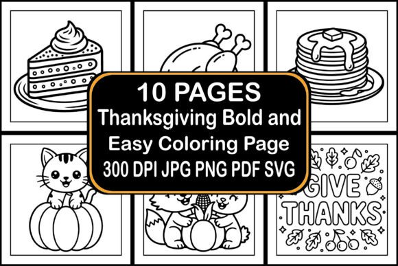 Thanksgiving Bold and Easy Coloring Pages Graphics