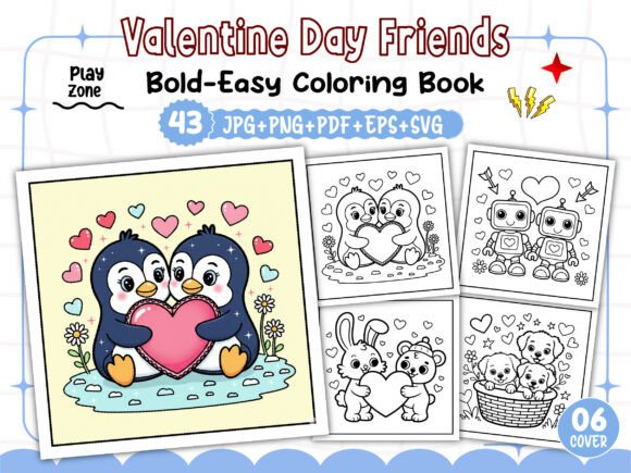 Valentine Day Friends Coloring Pages Graphics