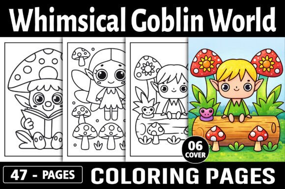 Whimsical Goblin World Coloring Pages & Graphics